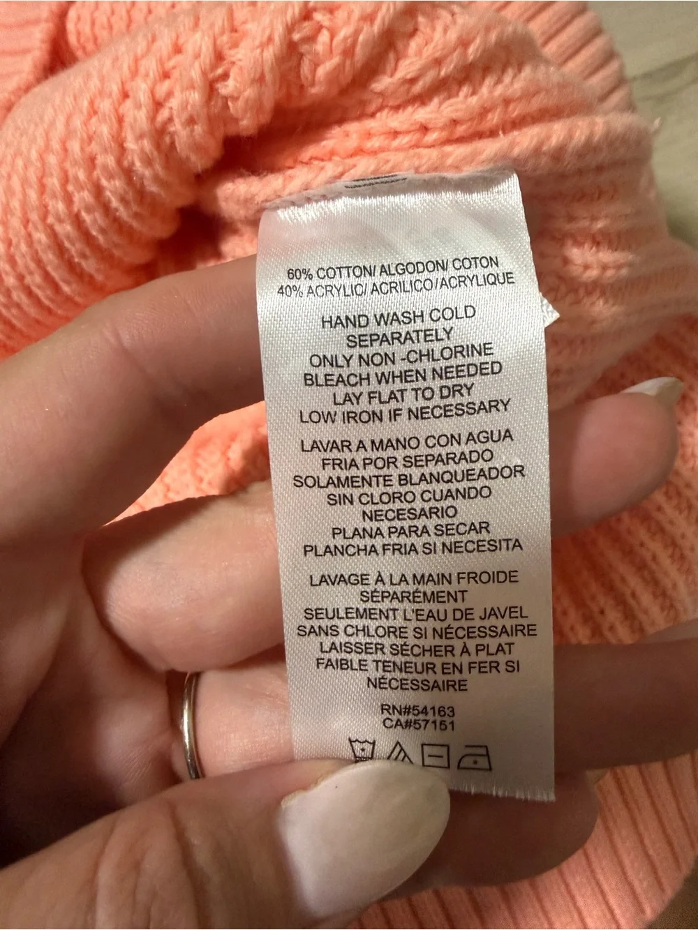 Calvin Klein Salmon Pink Cable Knit Turtleneck Sweater Open Shoulder Womens Sz M